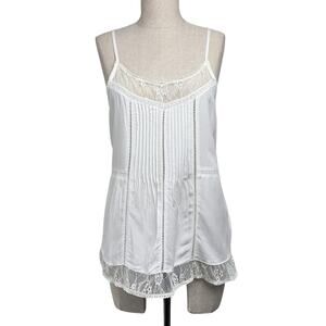Bongo White Lace Trim Camisole Tunic Boho Romantic Y2K Summer Size M